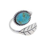 Turquoise Sterling Silver Navajo Leaf Ring