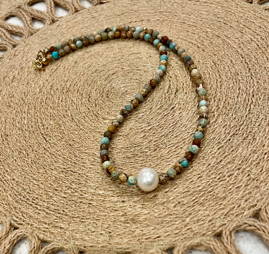 Picture Jasper and Pearl Necklace